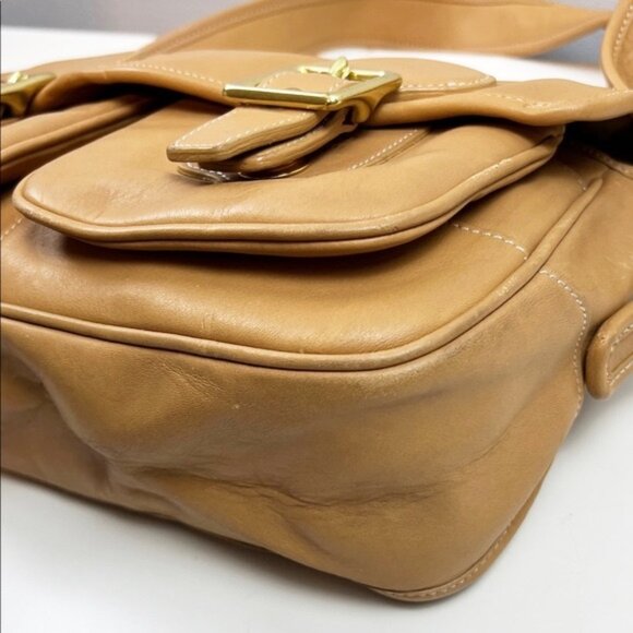 RARE Coach Legacy Saddle Soft Leather Buckle Field Crossbody Bag Tan 9128 - Picture 6 of 16